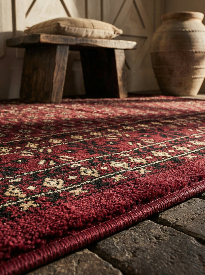 Orientteppich Kurzflor klassisch Polypropylen Wohnzimmer_Rot_Läufer_