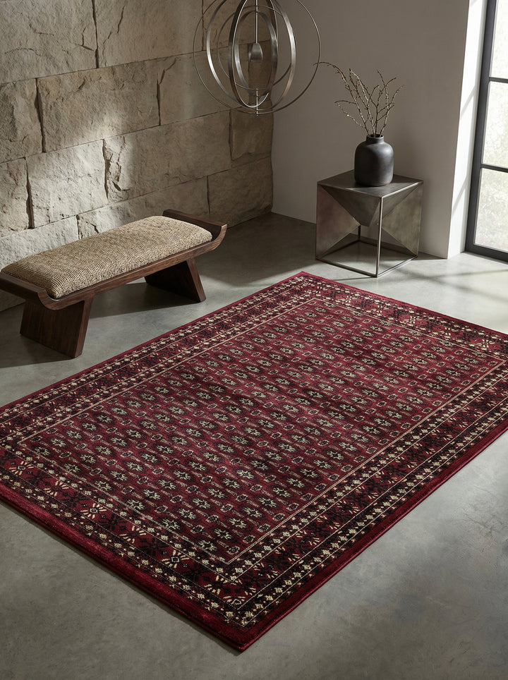 Orientteppich Kurzflor klassisch Polypropylen Wohnzimmer_Rot_Läufer_