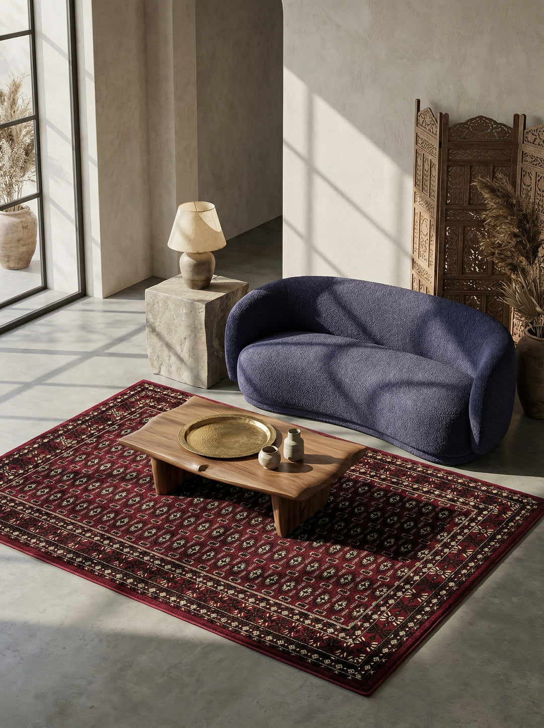 Orientteppich Kurzflor klassisch Polypropylen Wohnzimmer_Rot_Läufer_