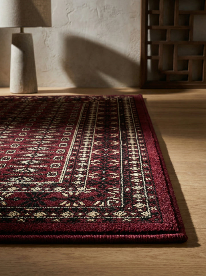 Orientteppich Kurzflor klassisch Polypropylen Wohnzimmer_Rot_Läufer_