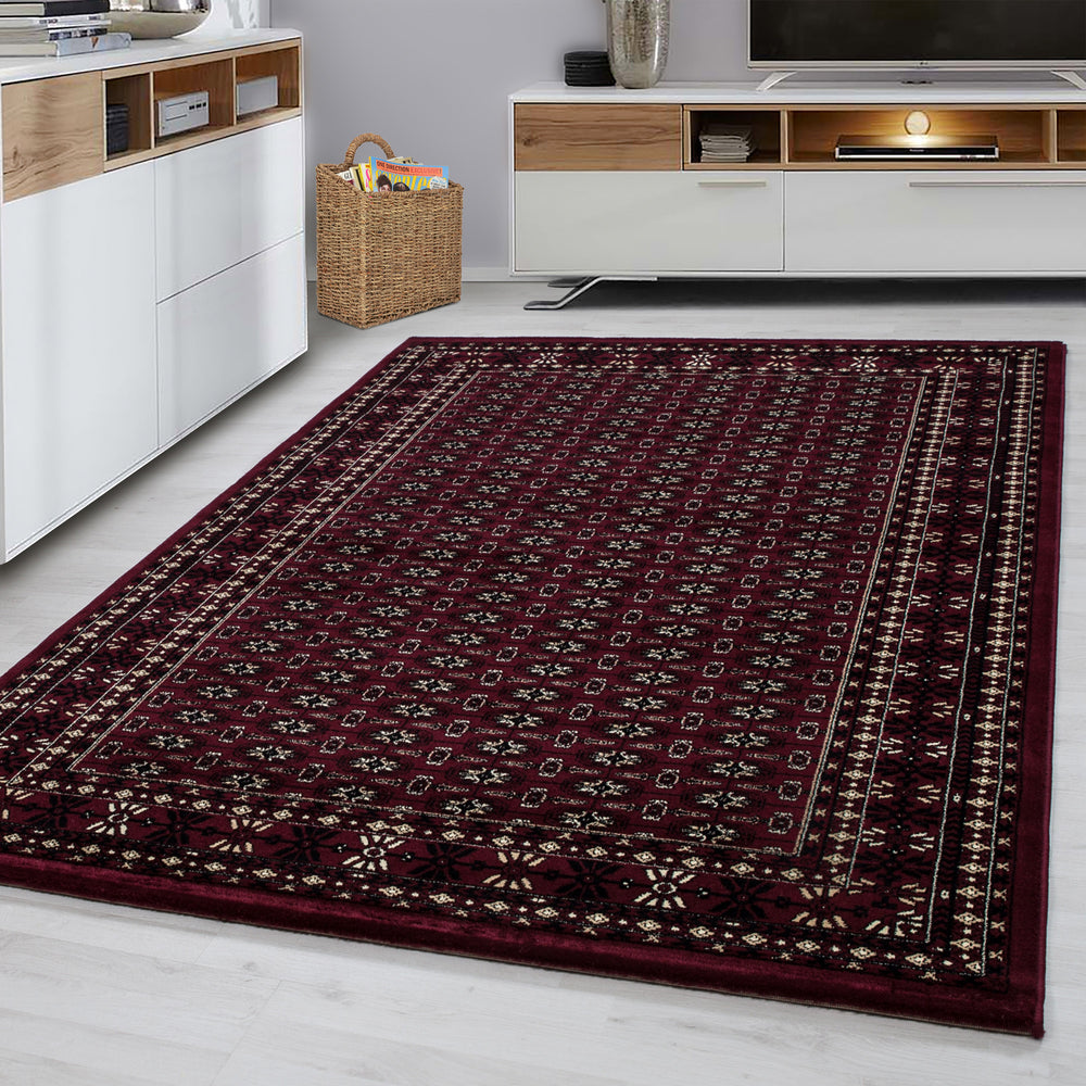 Orientteppich Kurzflor klassisch Polypropylen Wohnzimmer_Rot_Läufer_
