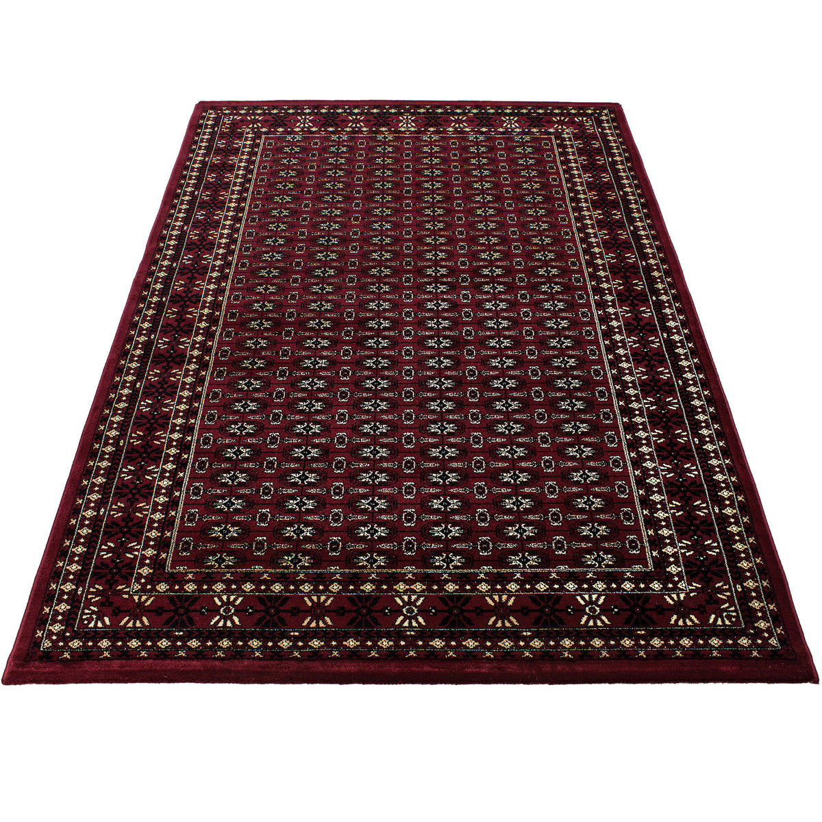 Kurzflor-Teppich Bukhara-Muster – Waschbar | Traditioneller Allover-Rapport | Dicht Gewebt in Premiumqualität – Ansicht 9