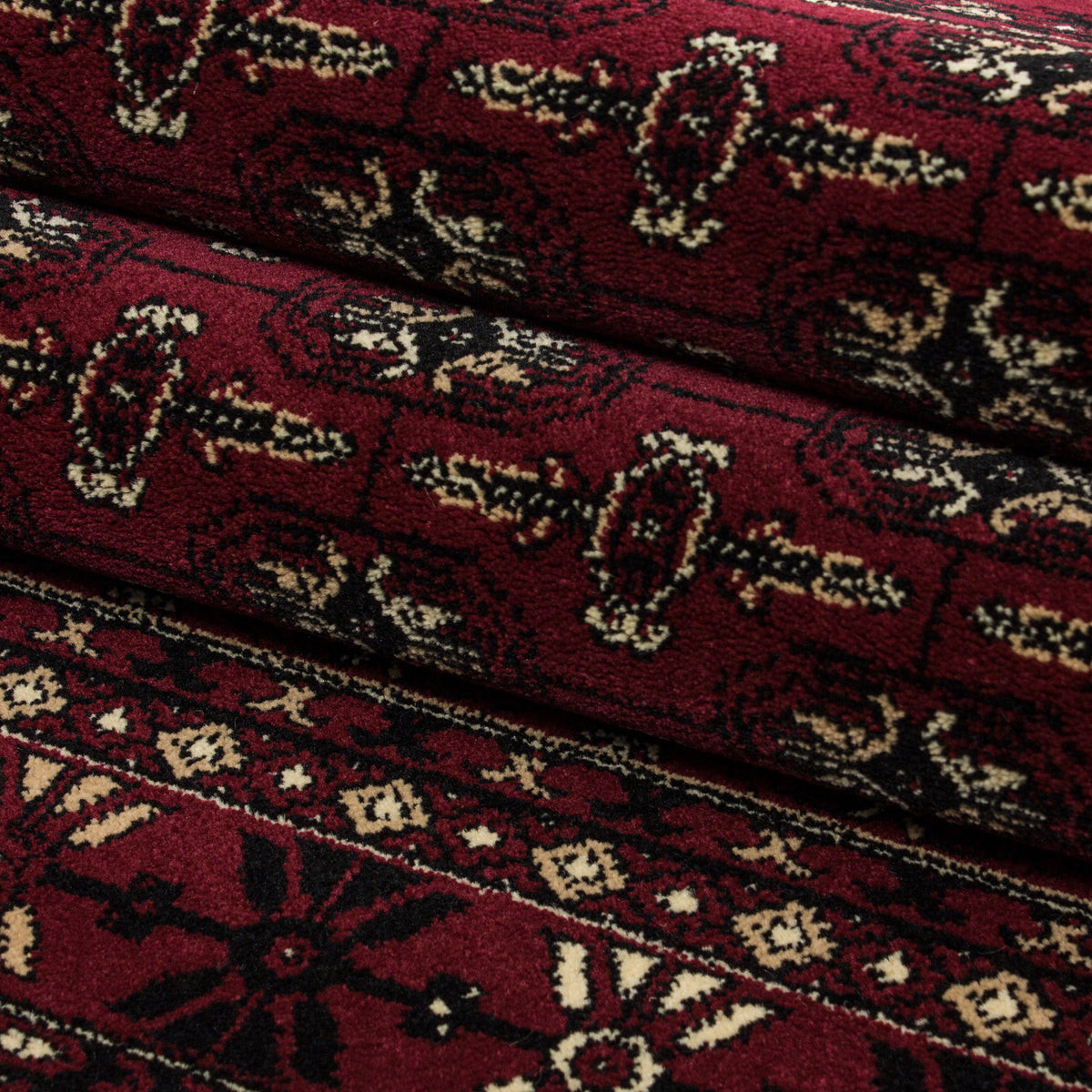 Kurzflor-Teppich Bukhara-Muster – Waschbar | Traditioneller Allover-Rapport | Dicht Gewebt in Premiumqualität – Ansicht 8
