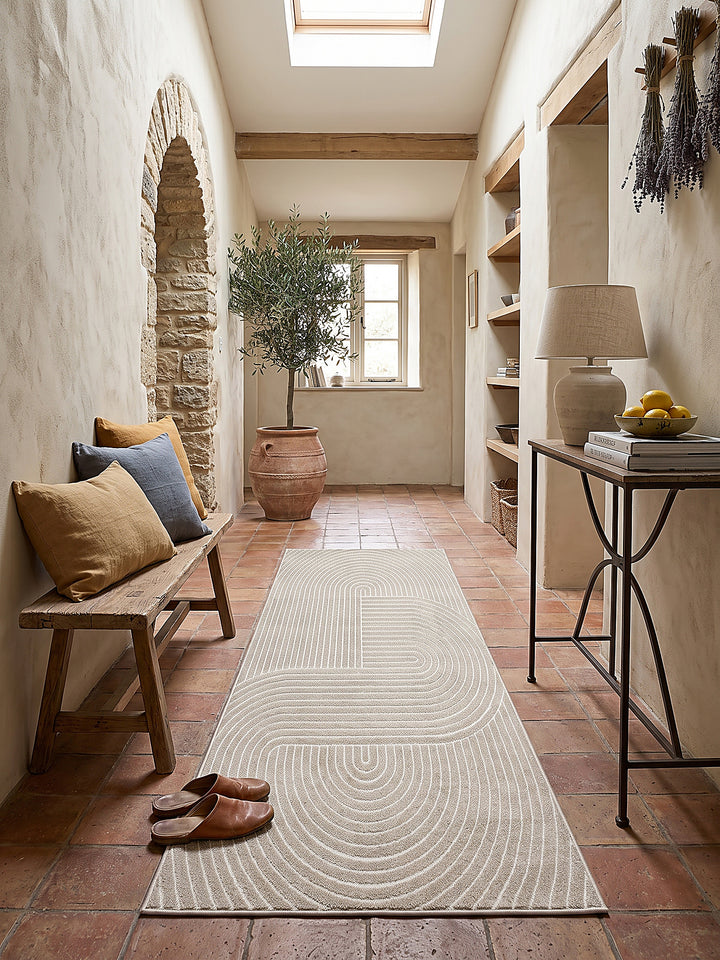 Teppich Beige Läufer Draufsicht_