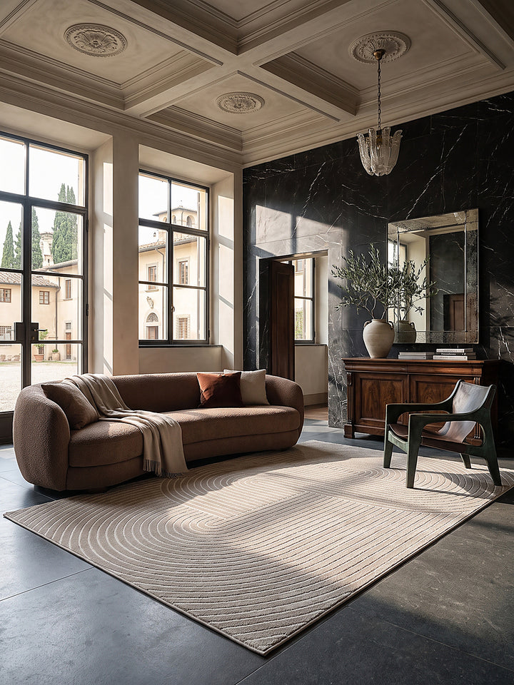 Teppich Beige rechteckig Editorial Styling_