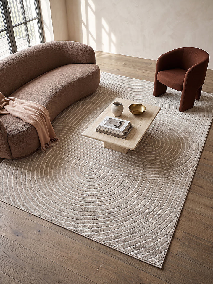 Teppich Beige rechteckig Draufsicht_