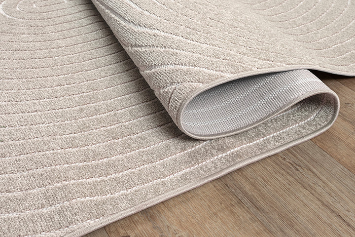 Teppich Niederflor Beige Geometrisch aus Polypropylen passend für Wohnraum und Flur MEZEN Serie_