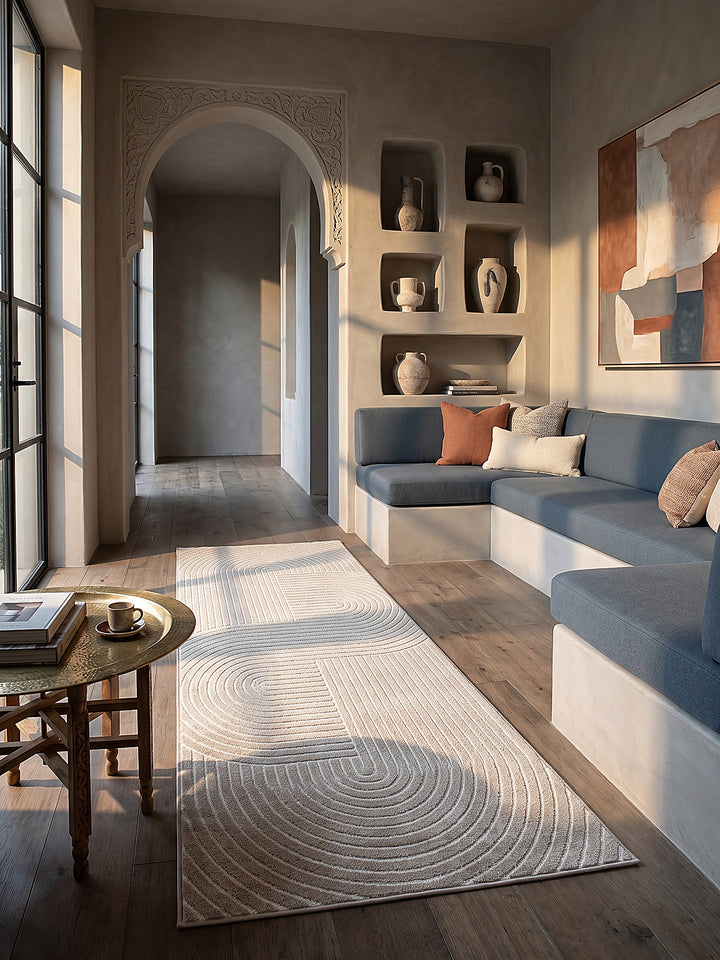 Teppich Beige Läufer im modernen Wohnzimmer_
