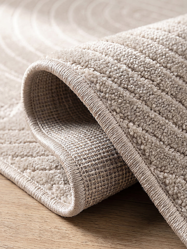 Teppich Beige Kante Verarbeitung_