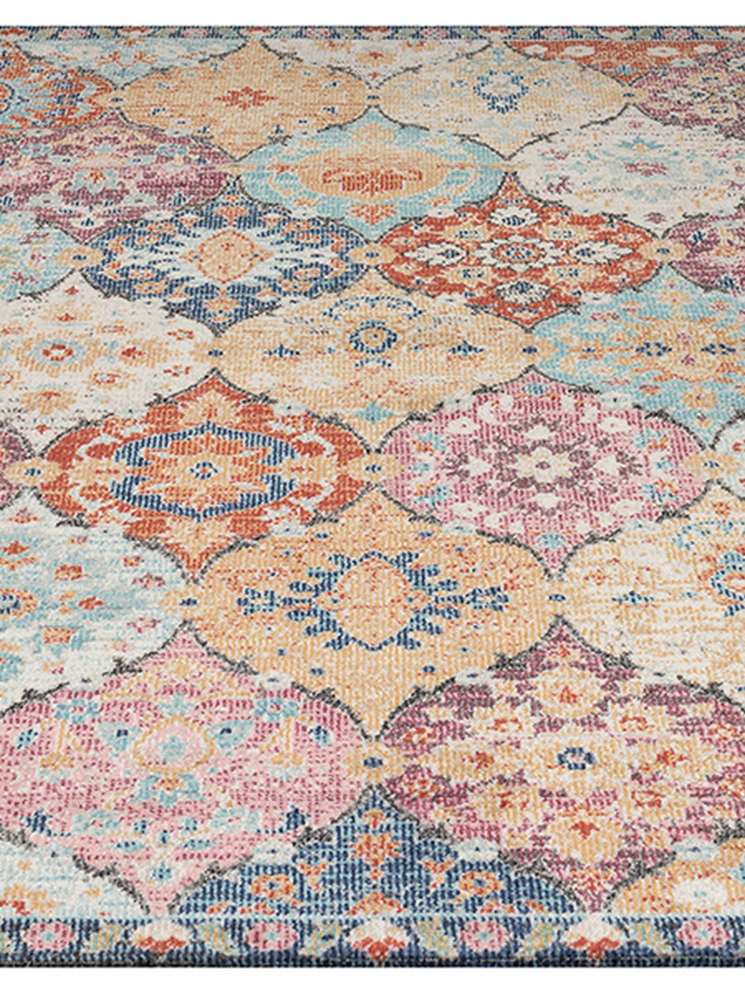 Teppich Niederflor Mehrfarbig patchwork für Wohnzimmer Schlafzimmer und Flur aus hochwertigem Polypropylen Kollektion LIMMAT_