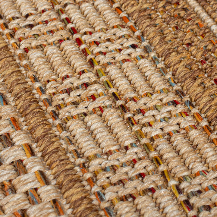 Outdoor Teppich Flachgewebe Boho Streifen Jute-Optik - Balkon_Ocker_Läufer_