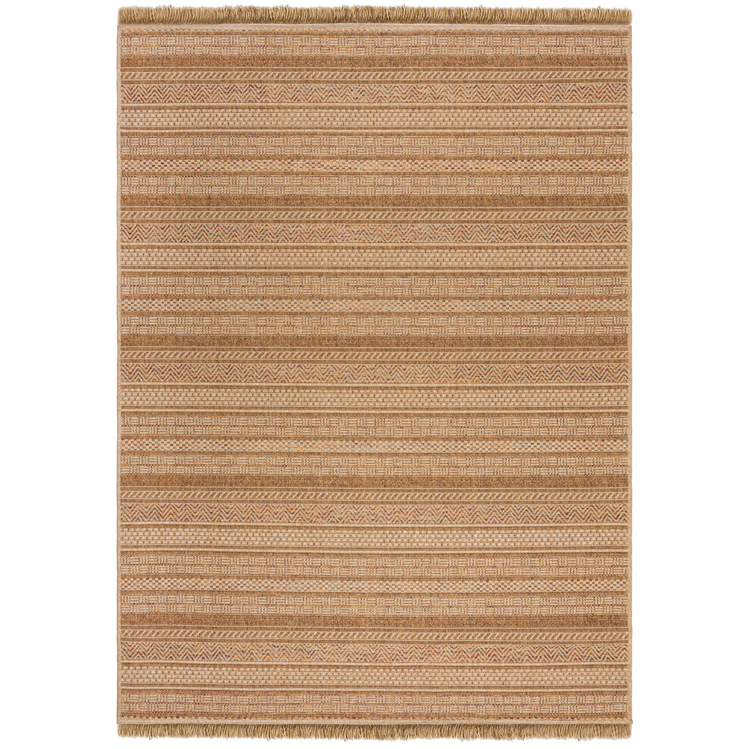 Outdoor Teppich Flachgewebe Boho Streifen Jute-Optik - Balkon schmutzabweisend_Rechteckig_