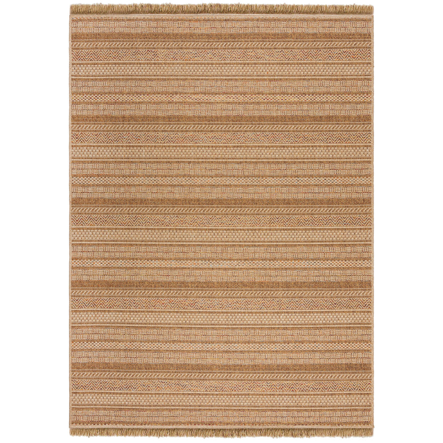 Outdoor Teppich Flachgewebe Boho Streifen Jute-Optik - Balkon schmutzabweisend_Rechteckig_