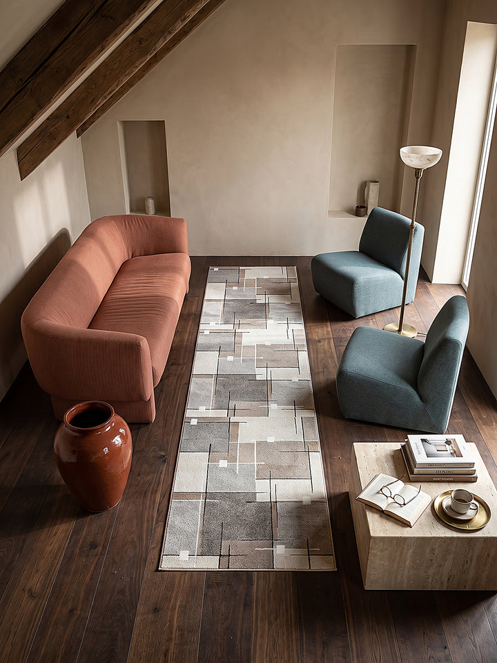 Teppich Beige Läufer Draufsicht_