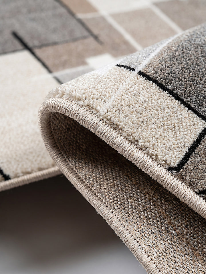 Teppich Beige Kante Verarbeitung_