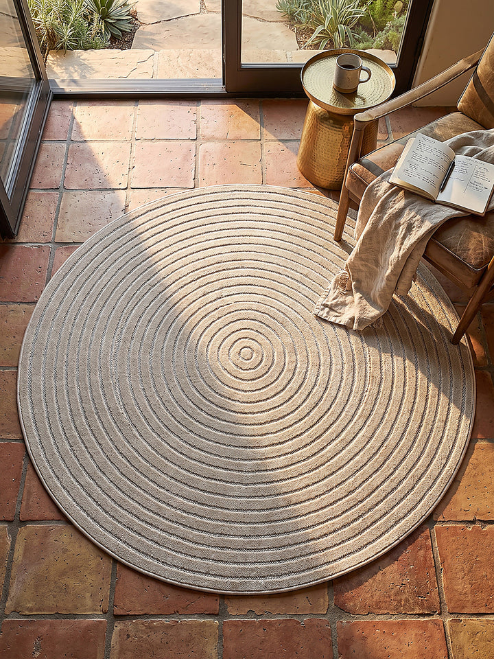 Teppich Beige rund Draufsicht_