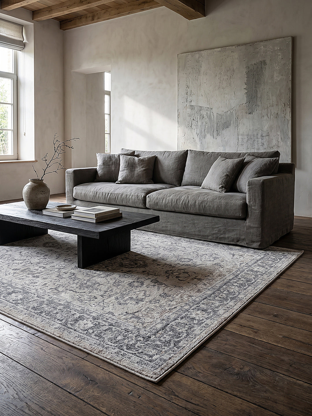 Teppich Beige rechteckig im modernen Wohnzimmer_