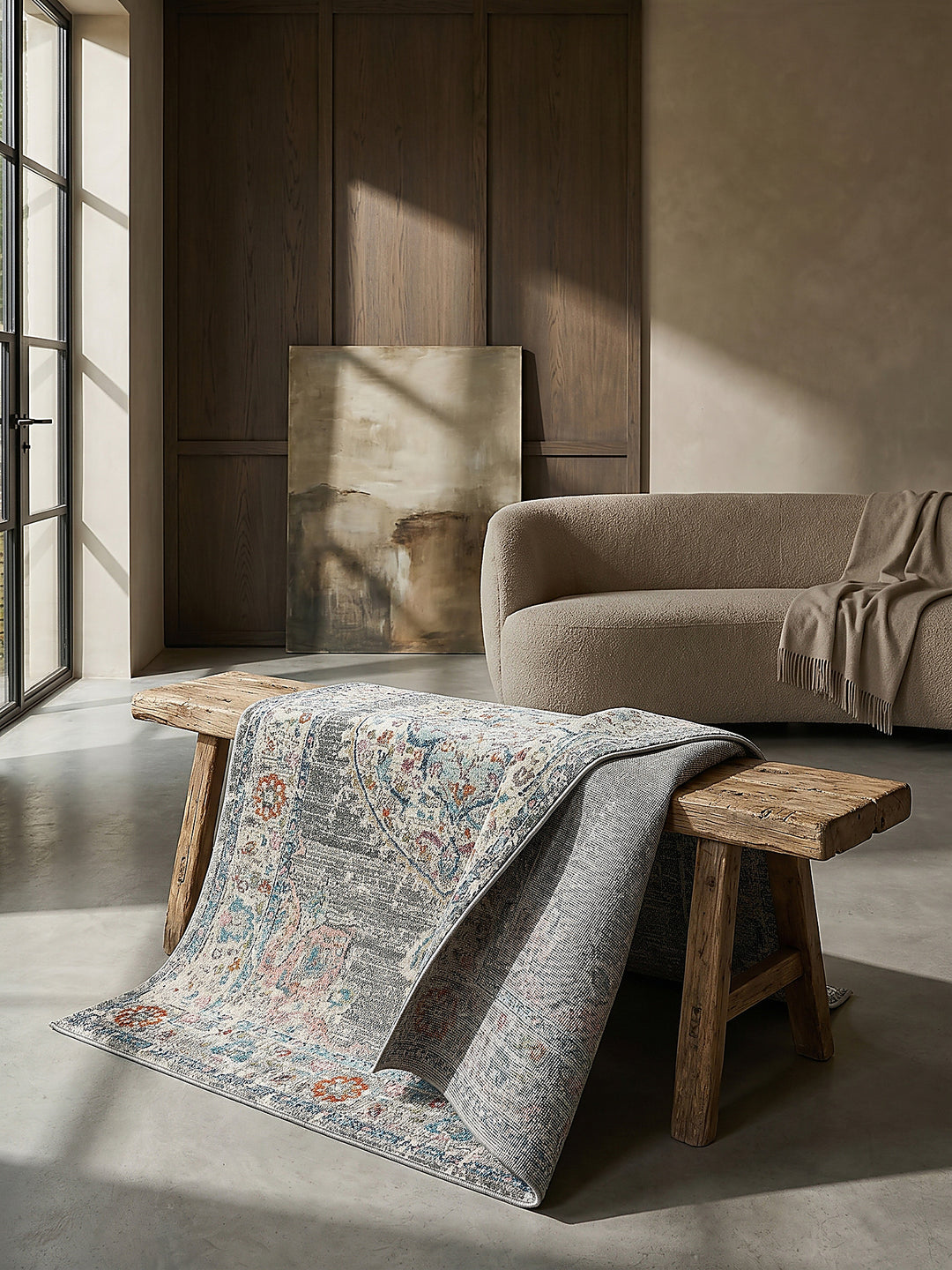 Teppich Grau rechteckig Editorial Styling_