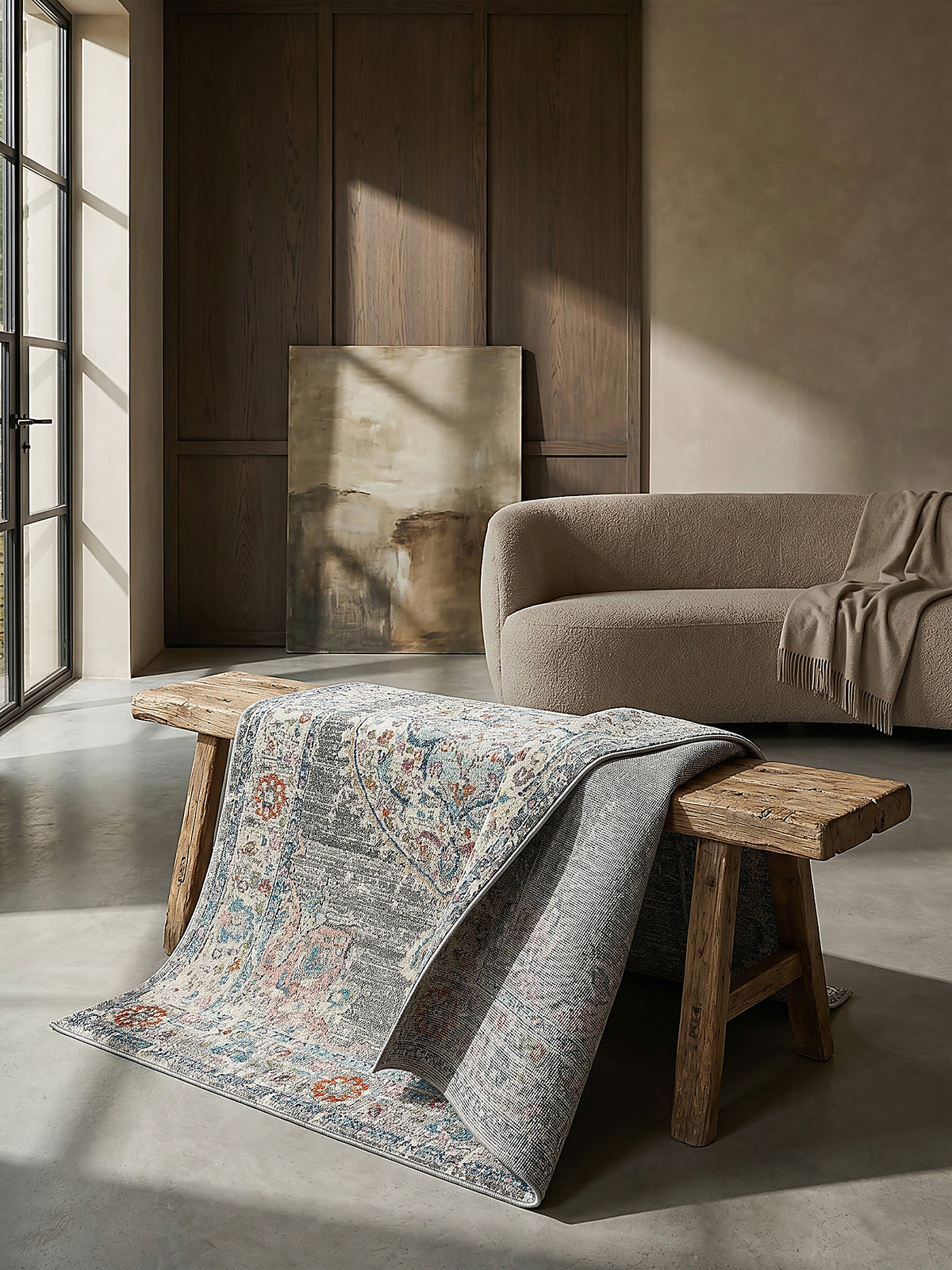 Teppich Grau rechteckig Editorial Styling_