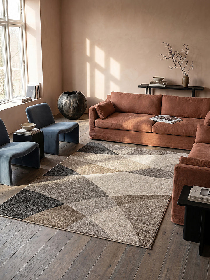 Teppich Beige rechteckig im modernen Wohnzimmer_