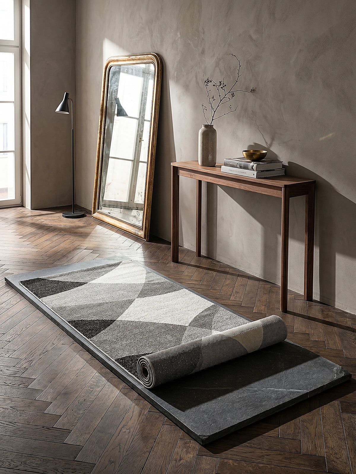 Teppich Grau Läufer Editorial Styling