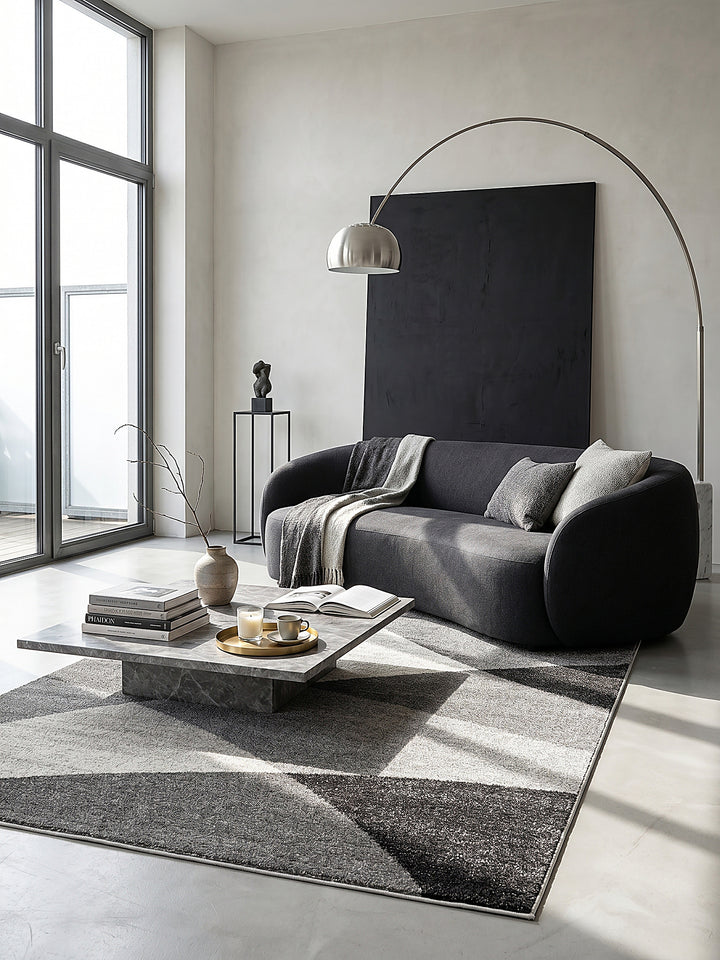 Teppich Grau rechteckig im modernen Wohnzimmer_
