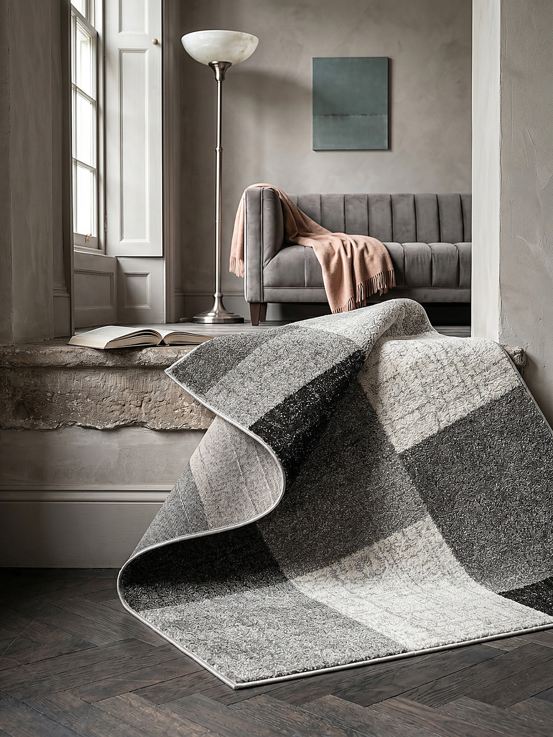 Teppich Grau rechteckig Editorial Styling_