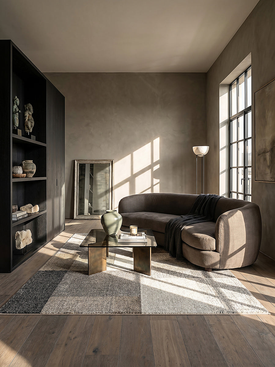 Teppich Beige rechteckig im modernen Wohnzimmer_