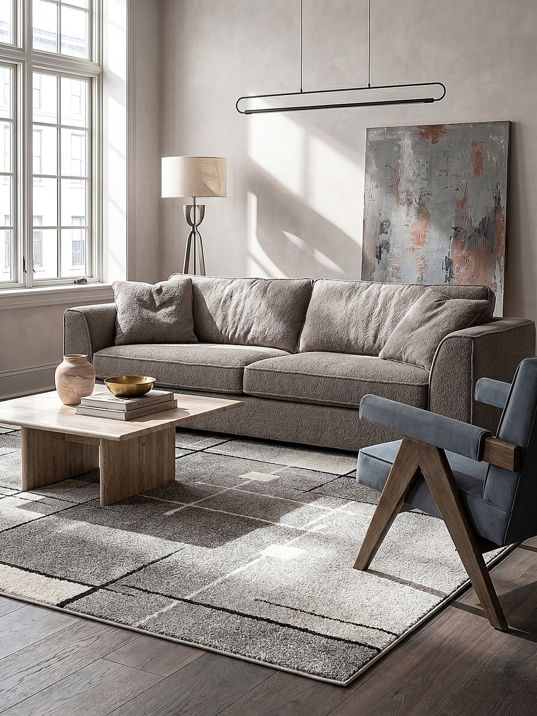 Teppich Grau rechteckig Editorial Styling_