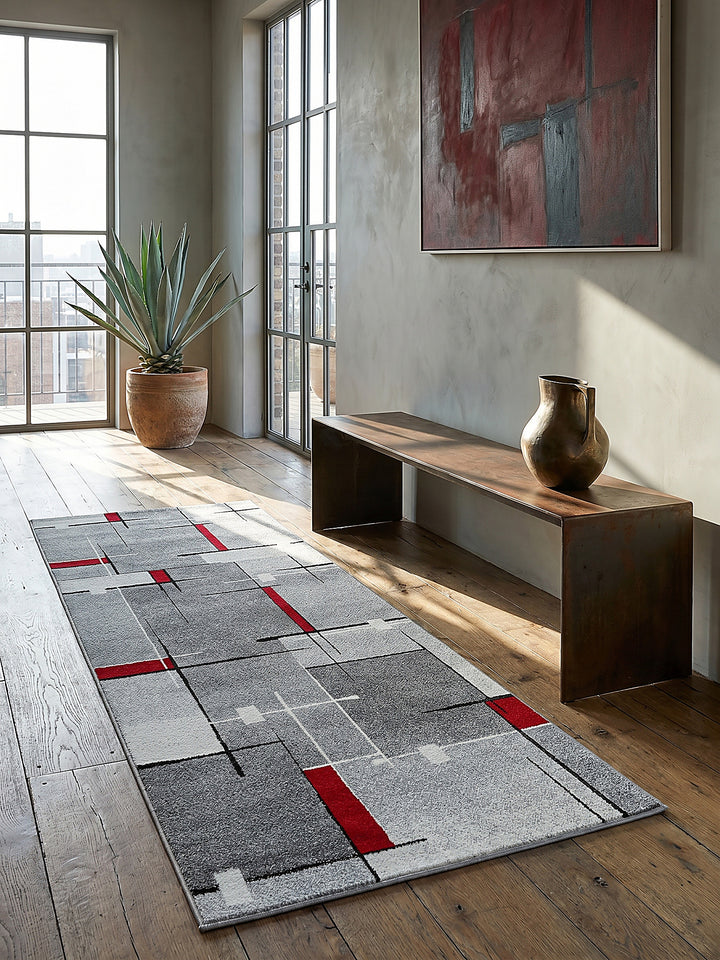 Teppich Rot-Grau Läufer Editorial Styling_