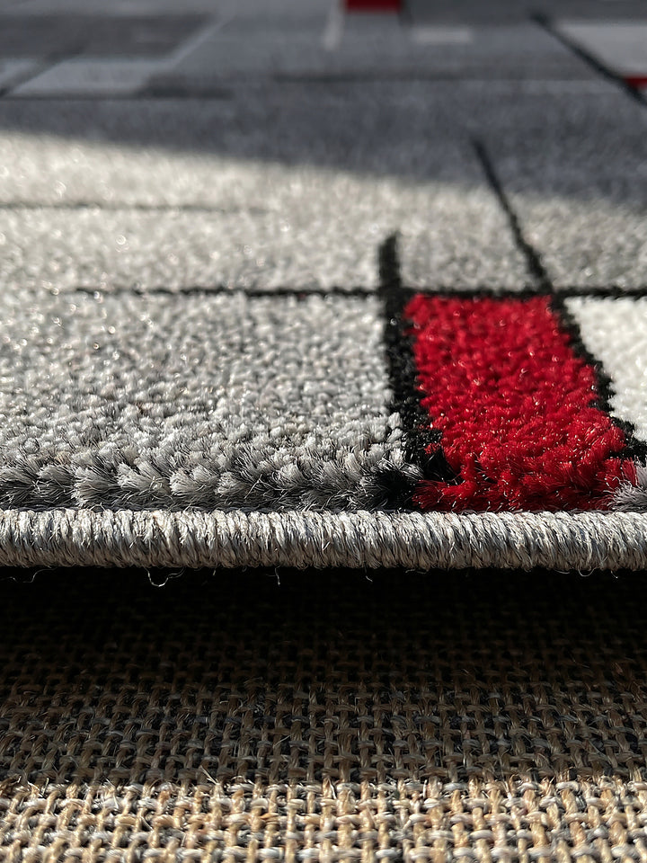 Teppich Rot-Grau Florhöhe Profil_