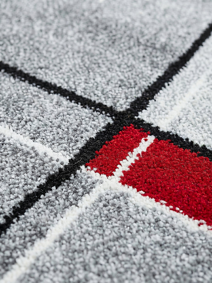 Teppich Rot-Grau Farbdetail Muster_