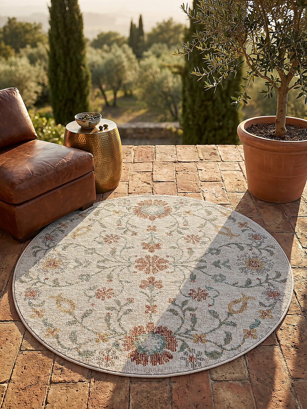 Teppich Creme rund Draufsicht_