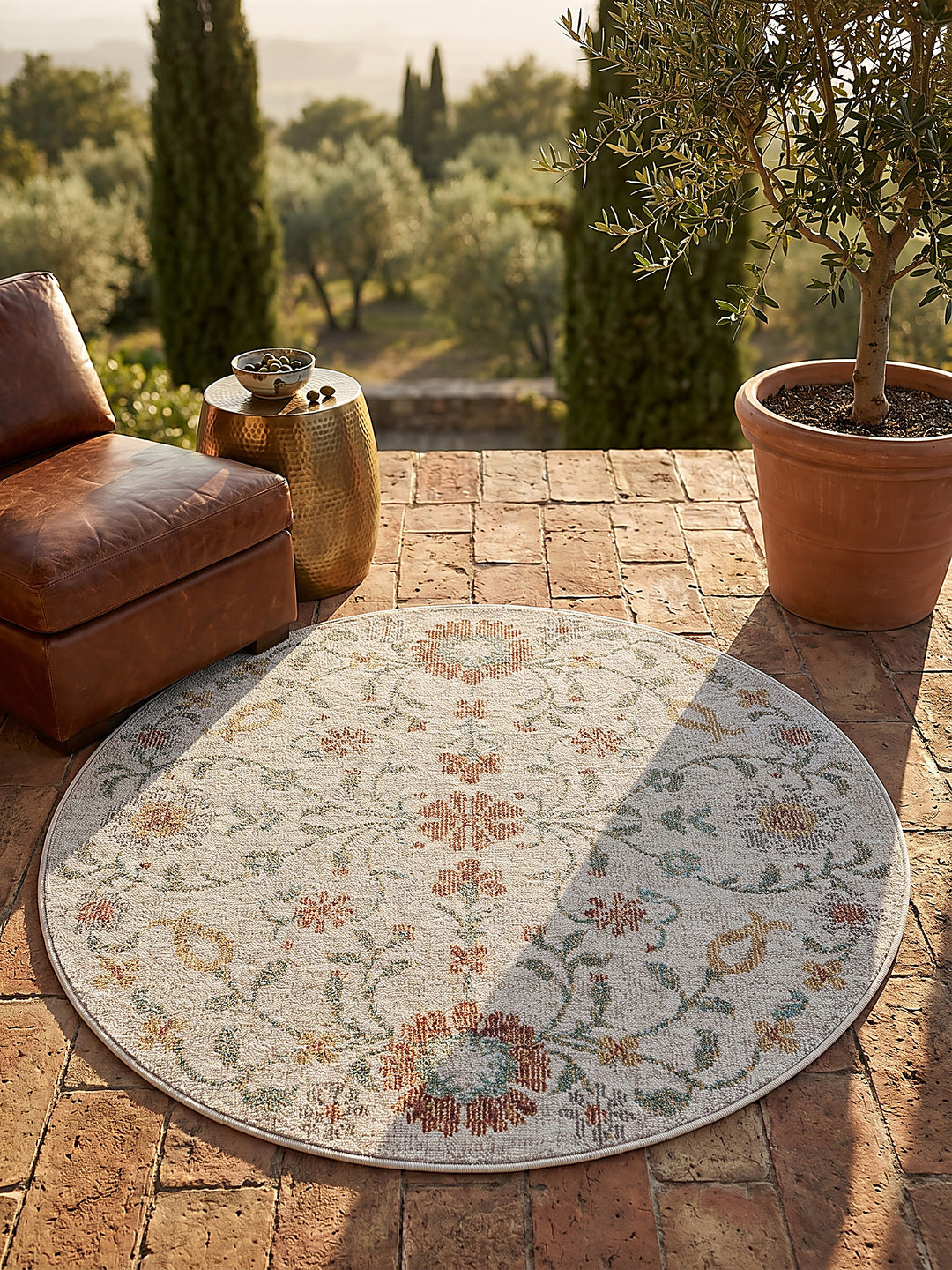Teppich Creme rund Draufsicht_