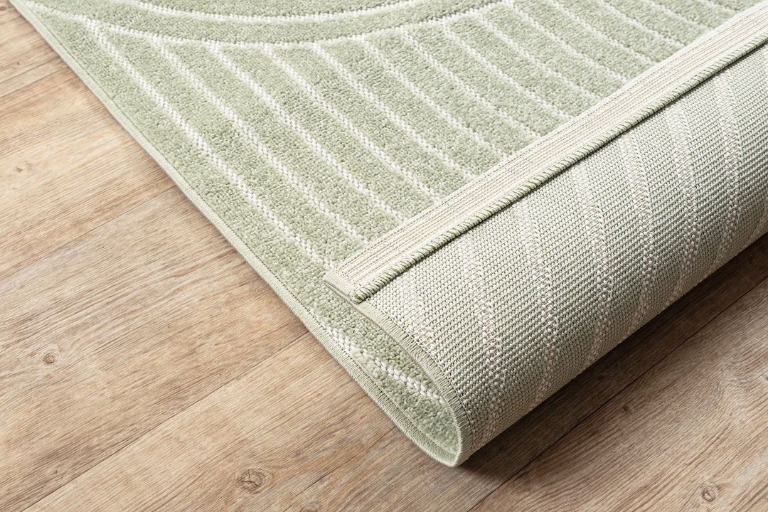 Teppich Niederflor Grün Geometrisch Polypropylen im reduzierten Wohnstil Kollektion MEZEN_