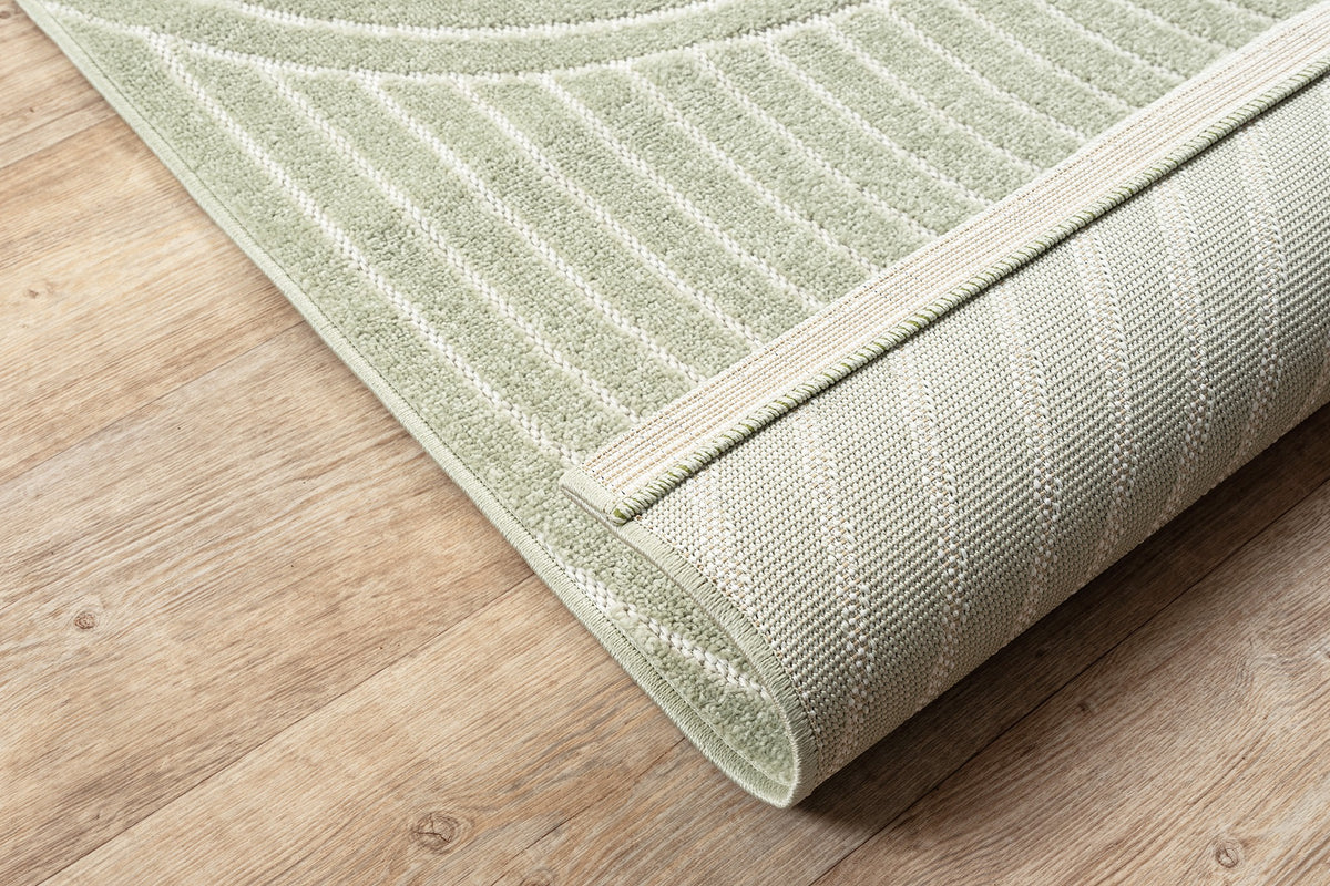 Teppich Niederflor Grün Geometrisch Polypropylen im reduzierten Wohnstil Kollektion MEZEN_