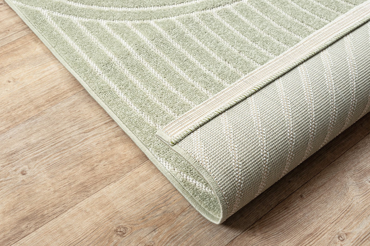 Teppich Niederflor Grün Geometrisch Polypropylen im reduzierten Wohnstil Kollektion MEZEN_