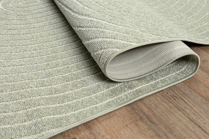 Niederflor Teppich Grün Geometrisch aus Polypropylen als Blickfang der Raumgestaltung aus der MEZEN Kollektion_