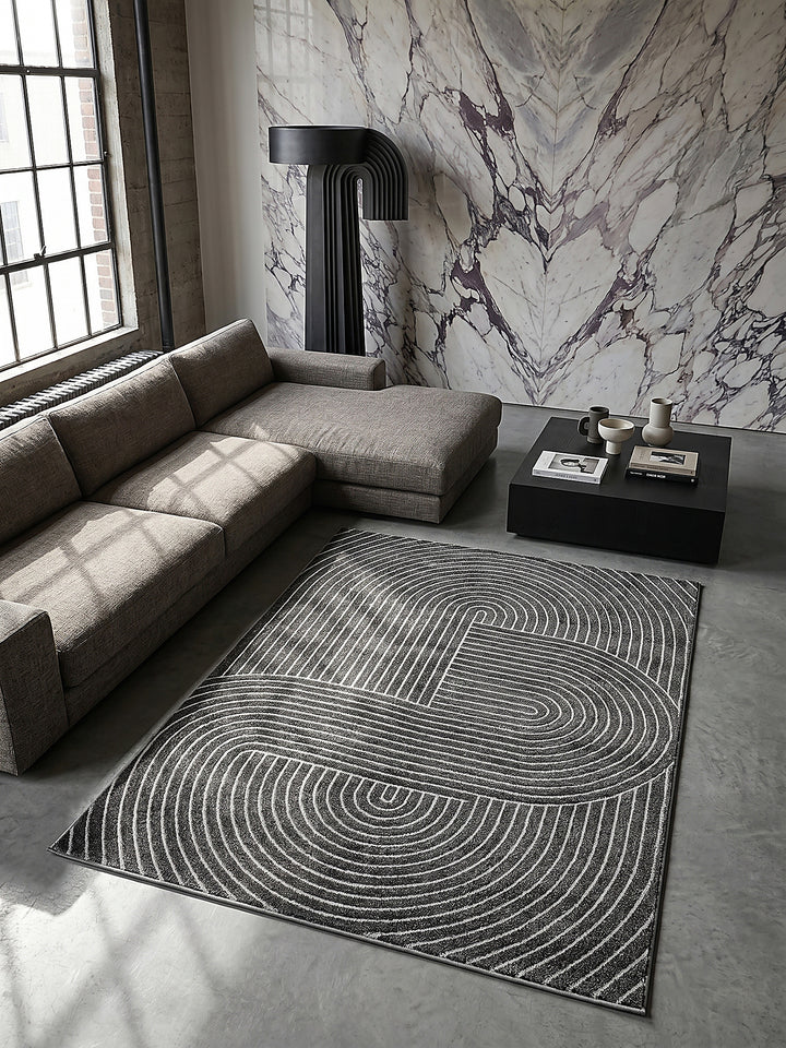 Teppich Anthrazit rechteckig Editorial Styling_