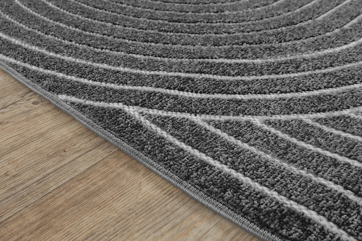 Teppich Niederflor Anthrazit Geometrisch aus hochwertigem Polypropylen als minimalistische Wohnidee aus der MEZEN Kollektion_