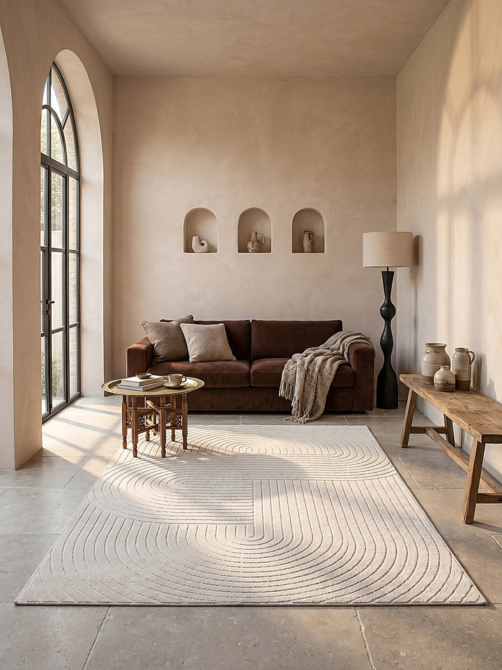 Teppich Creme rechteckig im modernen Wohnzimmer_