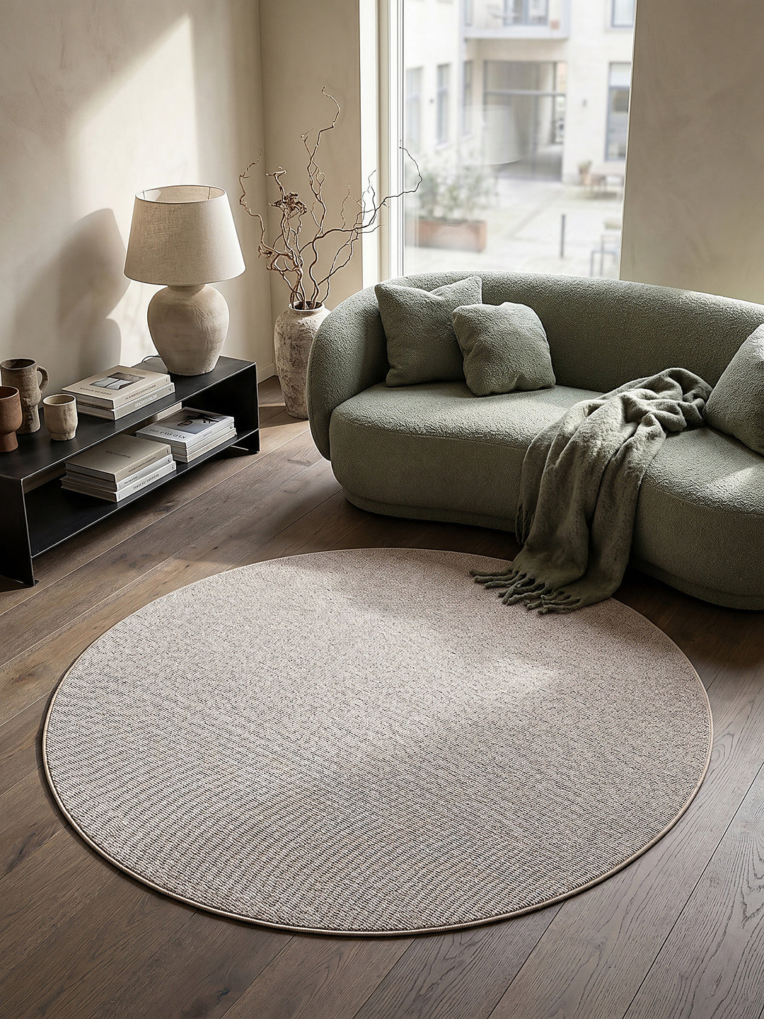 Teppich Beige rund Draufsicht_