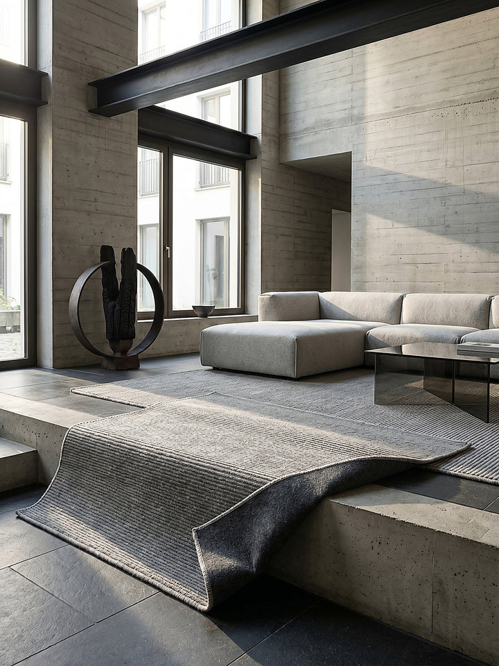 Teppich Grau rund Editorial Styling_