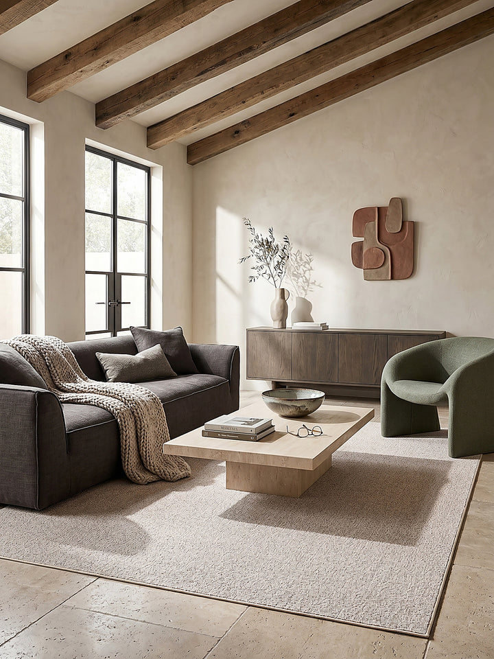 Teppich Beige rechteckig Draufsicht_