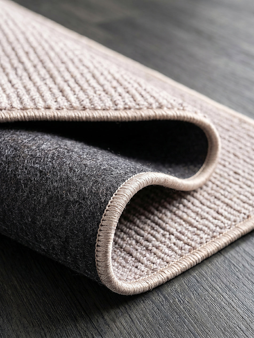Teppich Beige Kante Verarbeitung_