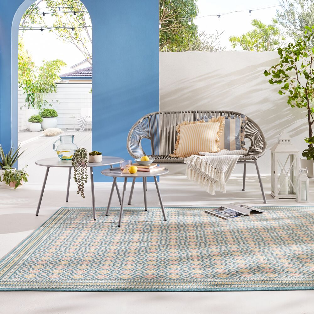 Outdoor-Teppich in Pastell - geometrisch - pflegeleicht und rutschfest Pastellfarben Rechteckig
