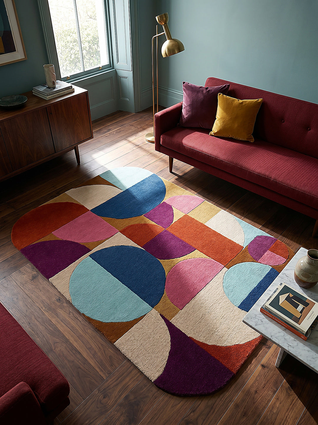 Teppich Multicolor-Rosa rechteckig Musteransicht von oben Designkollektion_