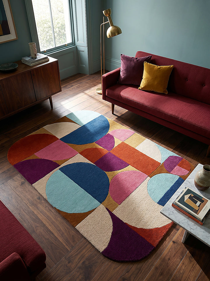 Teppich Multicolor-Rosa rechteckig Musteransicht von oben Designkollektion_