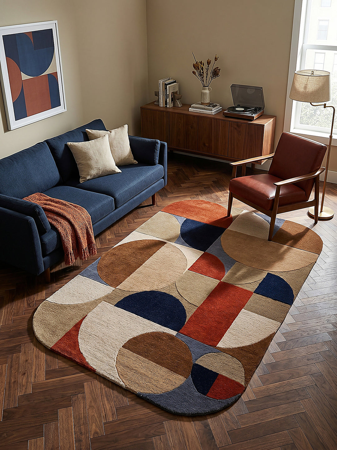 Teppich Multicolor-Terrakotta rechteckig Musteransicht von oben Designkollektion_