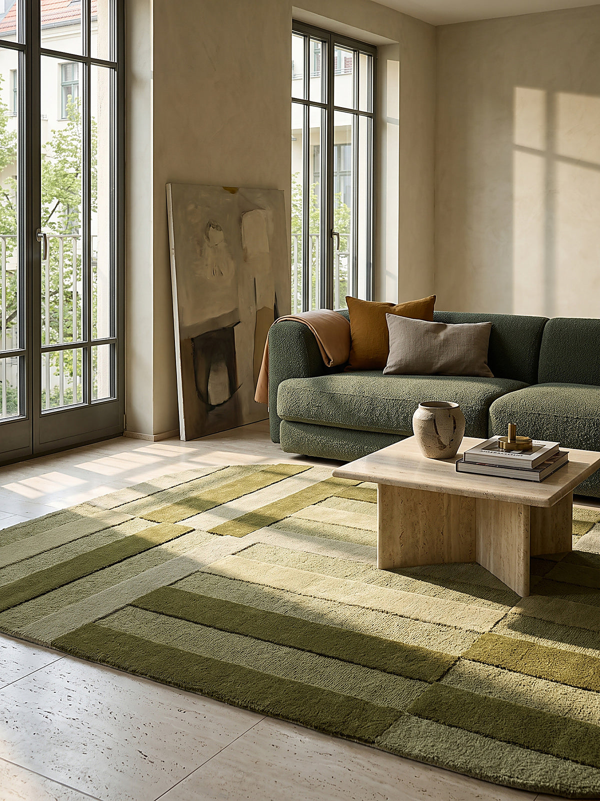 Teppich Olivgrün oval Editorial Styling_
